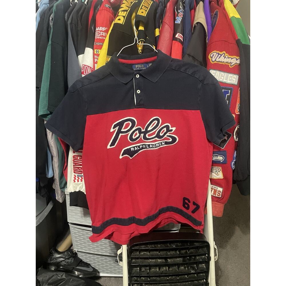 Size L- VTG Polo By Ralph Lauren Big Logo Spell Red Slim Fit
